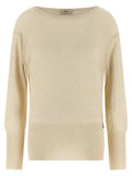 Herno Lamé and Sequin Yarn Sweater — Cream