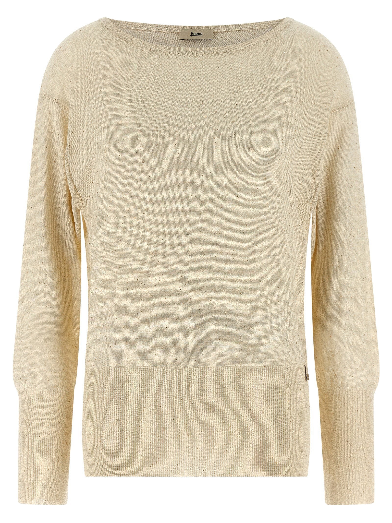 Herno Lamé and Sequin Yarn Sweater — Cream
