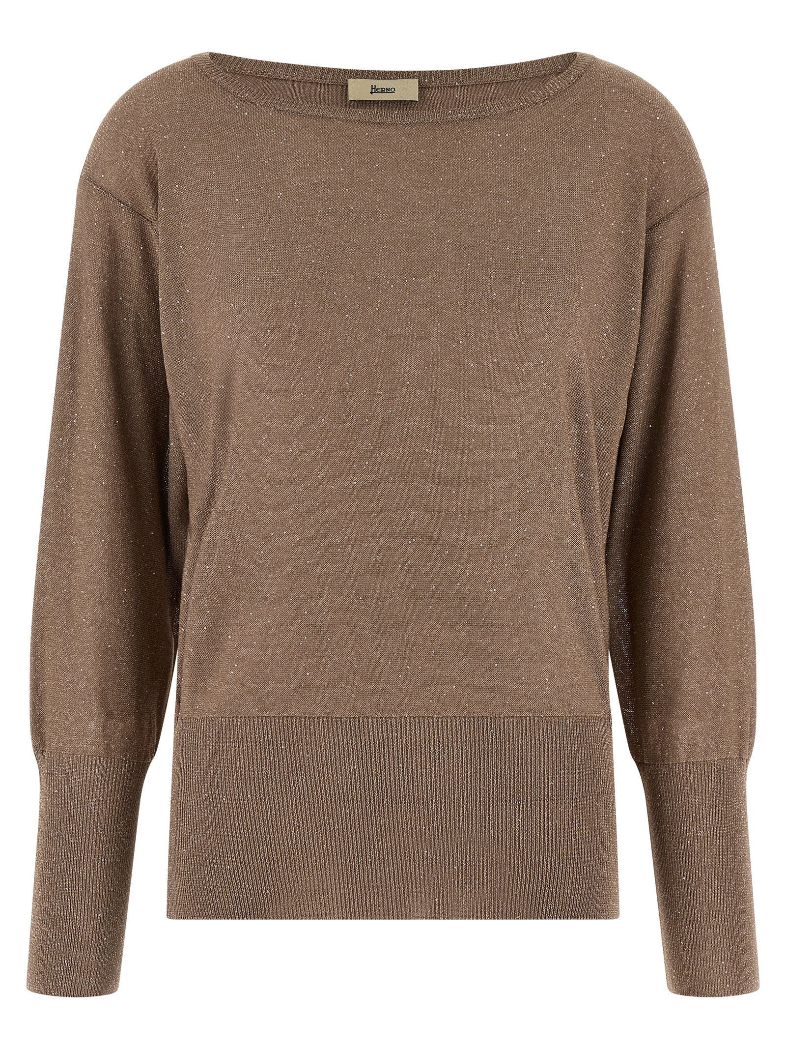Herno Lamé and Sequin Yarn Sweater — Taupe