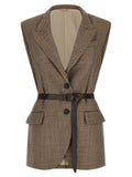 Brunello Cucinelli Houndstooth Virgin Wool Vest — Brown