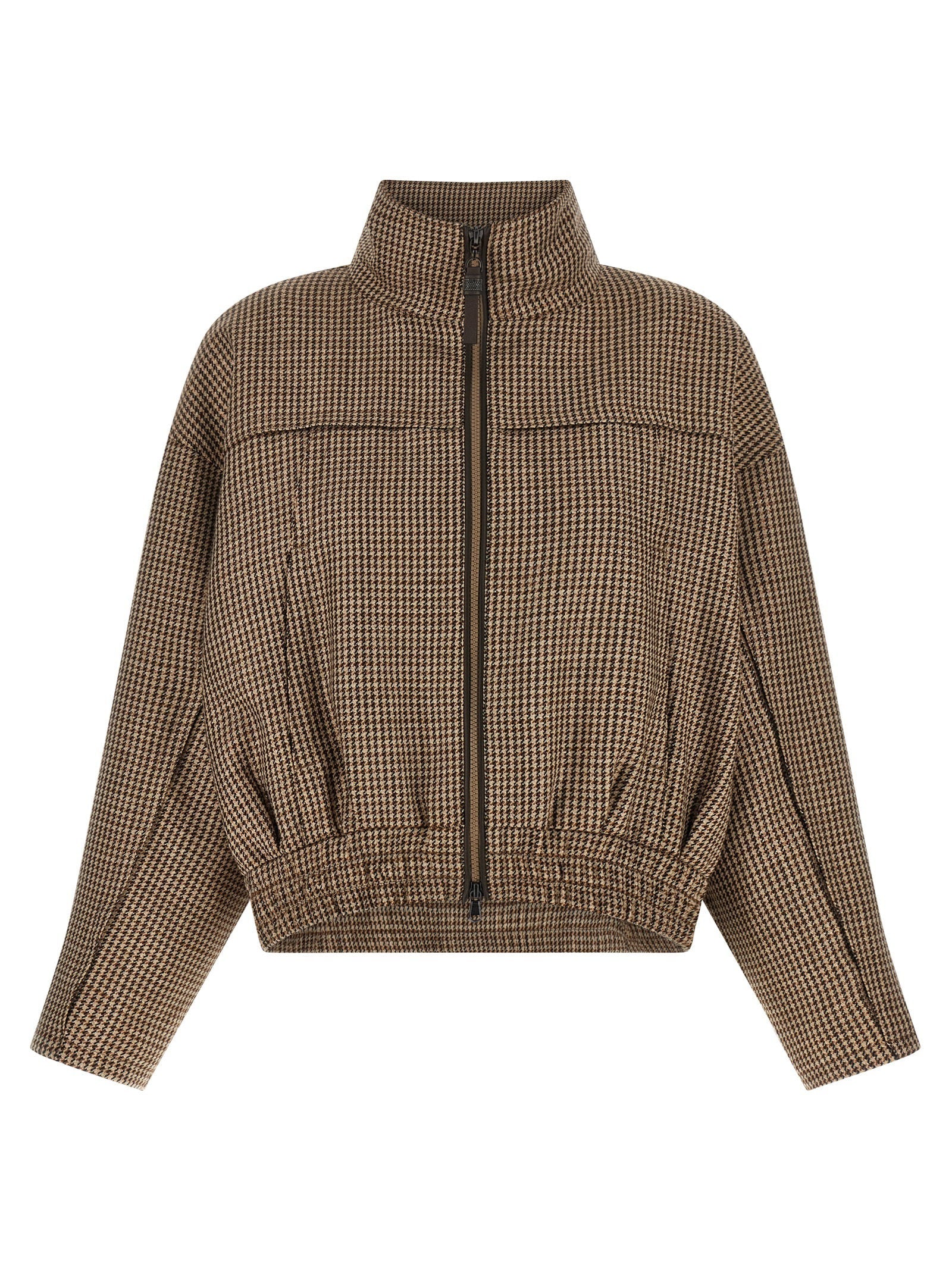 Brunello Cucinelli Prince of Wales Virgin Wool Jacket — Brown