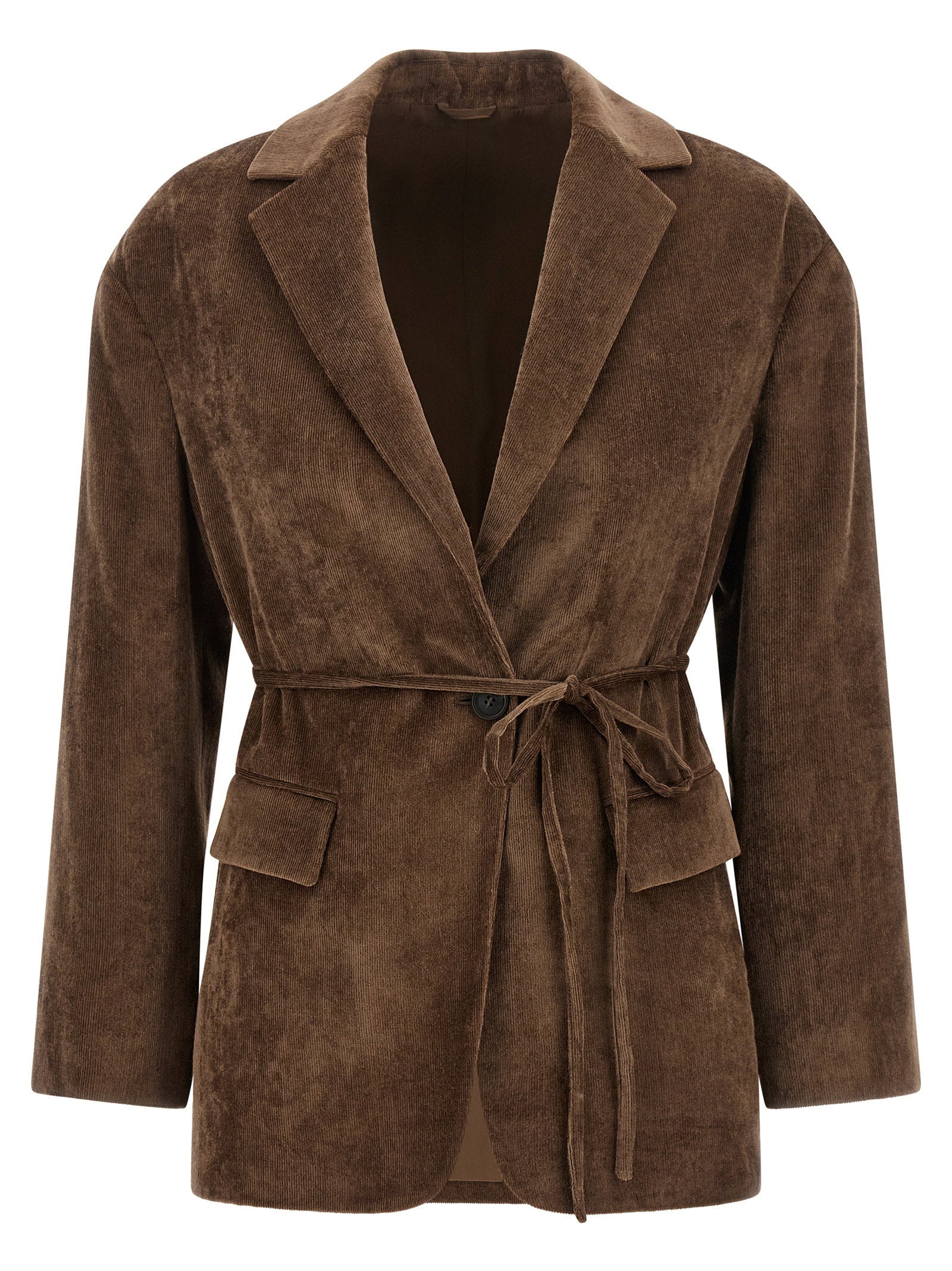 Brunello Cucinelli Cashmere Velvet Blazer — brown