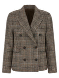 Brunello Cucinelli Double-Breasted Cashmere Blend Blazer — Brown
