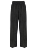 Brunello Cucinelli Micro-Sequin Pinstripe Trousers — Charcoal