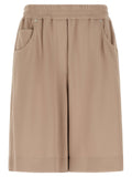 Brunello Cucinelli Piqué Cotton Shorts — Beige