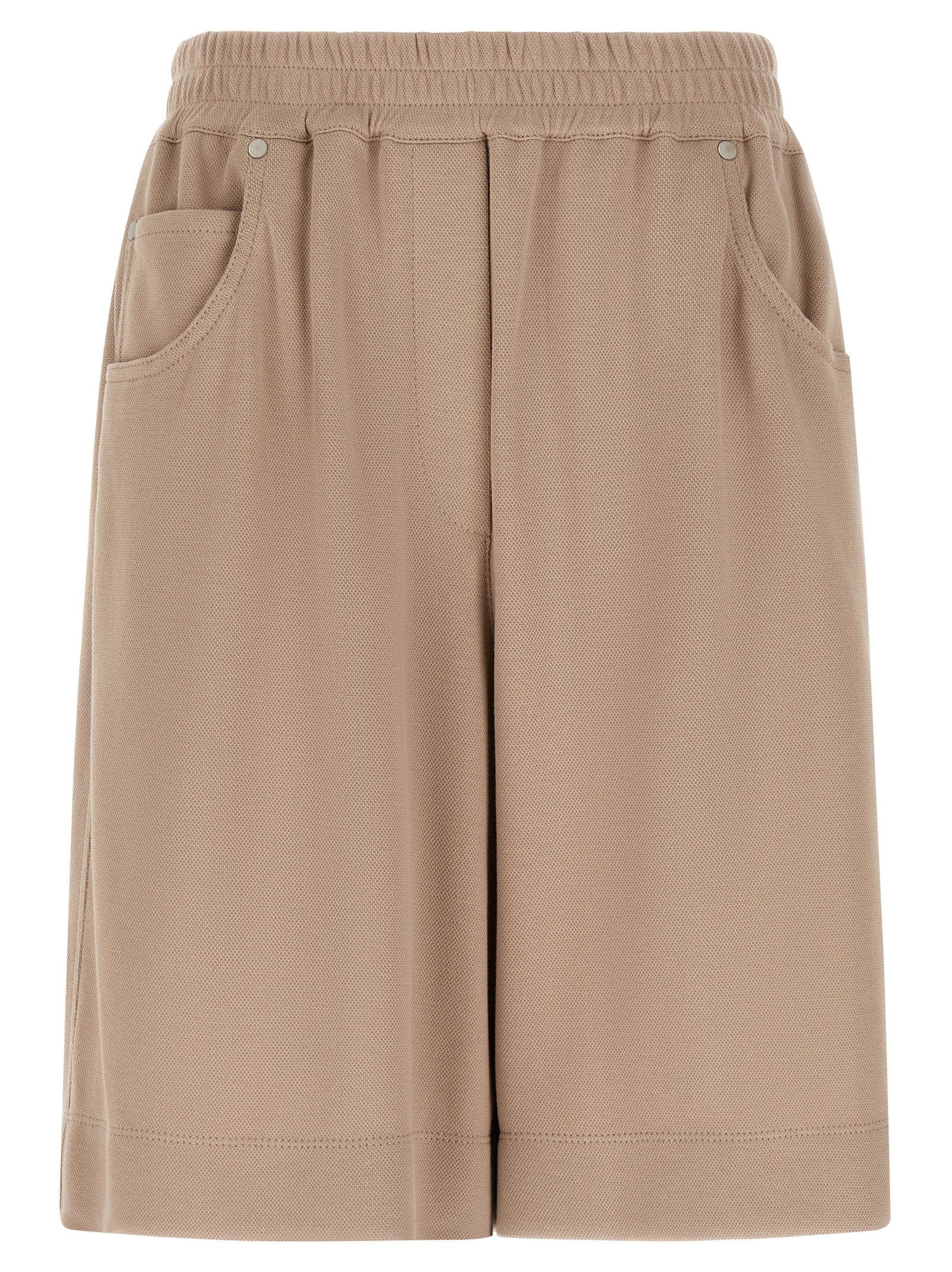 Brunello Cucinelli Piqué Cotton Shorts — Beige