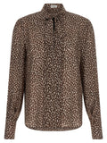 Brunello Cucinelli Lavallière Collar Silk Shirt — Brown