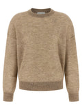 Brunello Cucinelli Waffle Knit Mohair Wool Sweater — Beige