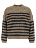 Brunello Cucinelli Sequin-Striped Wool Cashmere Sweater — Beige