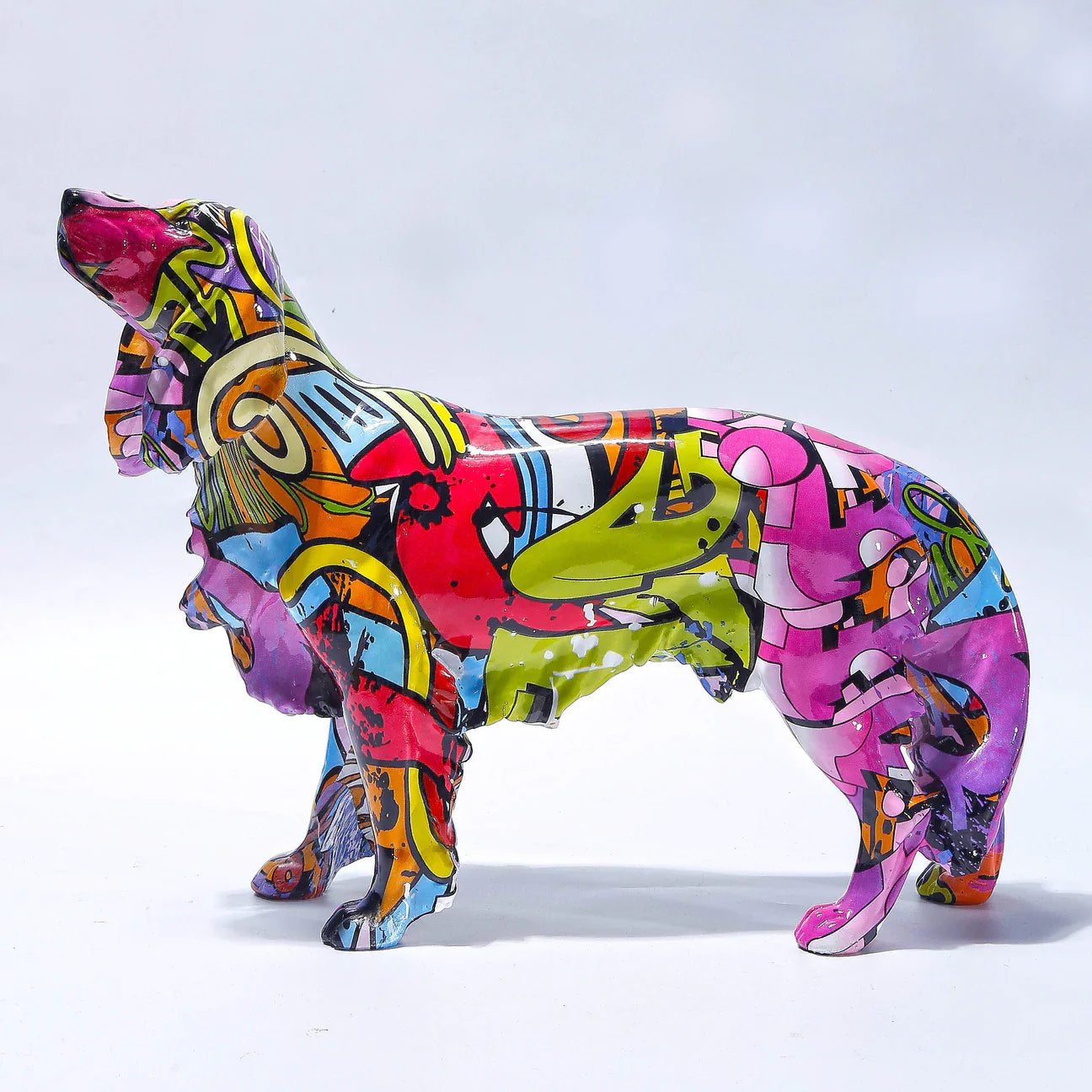 ArtZ® Golden Retriever Graffiti Painted Statue - Abstract