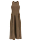 Brunello Cucinelli Viscose-Linen A-Line Dress — Taupe