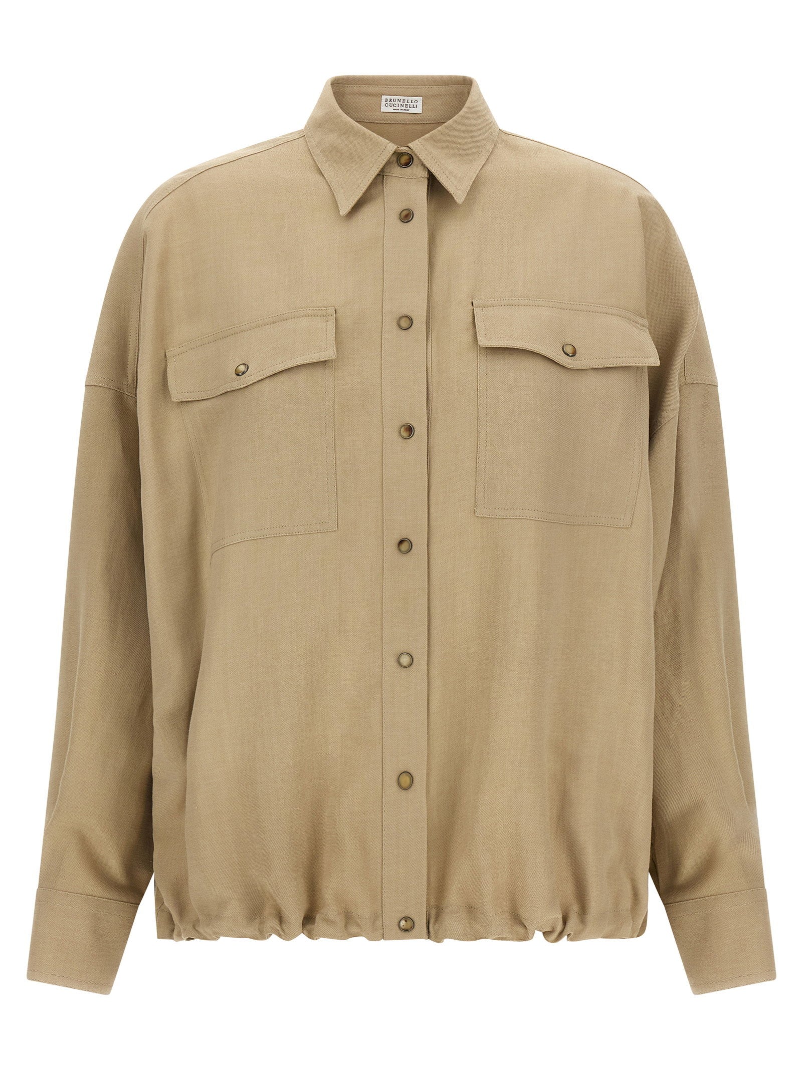 Brunello Cucinelli Fluid Twill Shirt — Beige