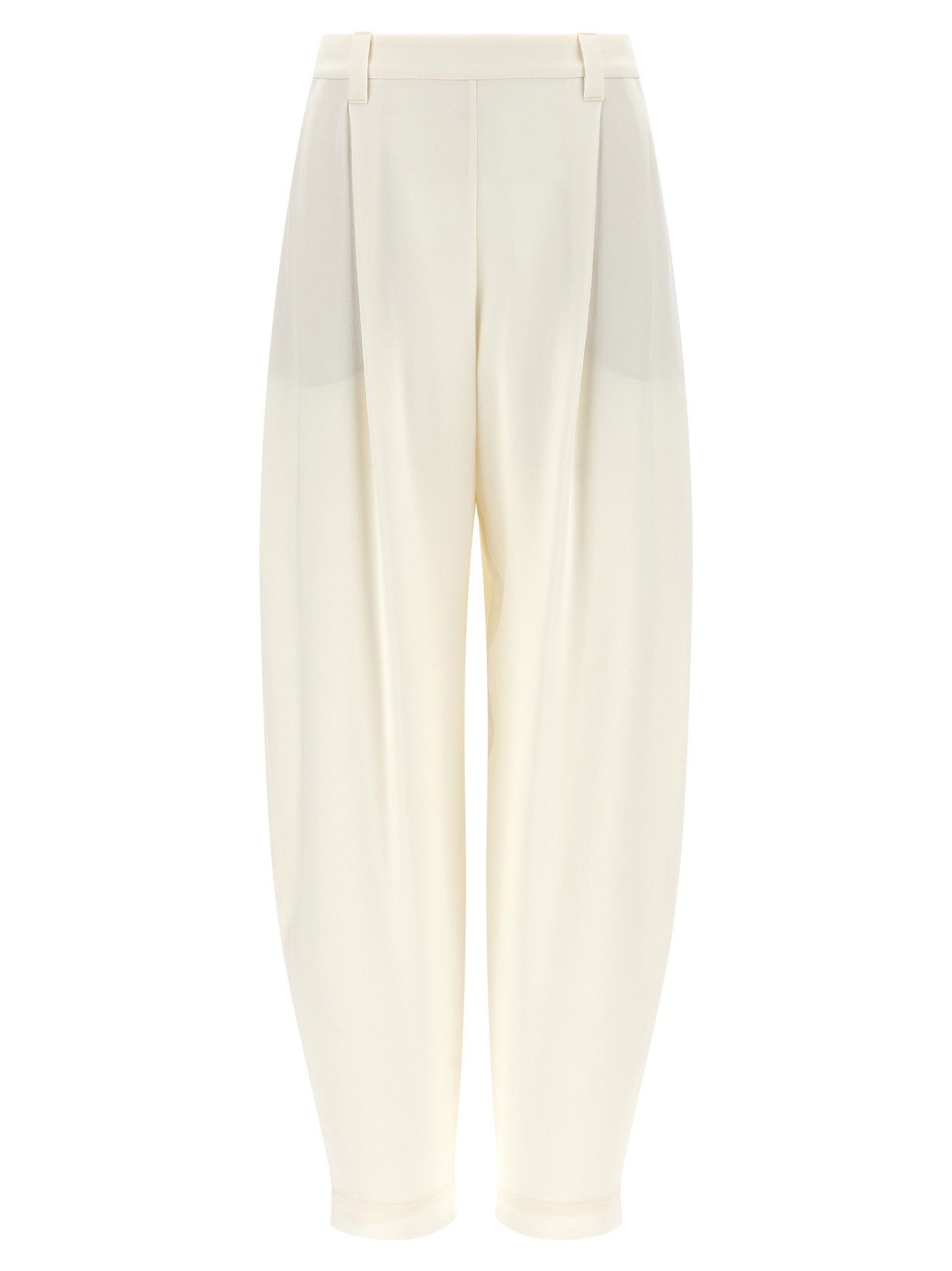 Brunello Cucinelli Linen Blend Twill Trousers — Cream