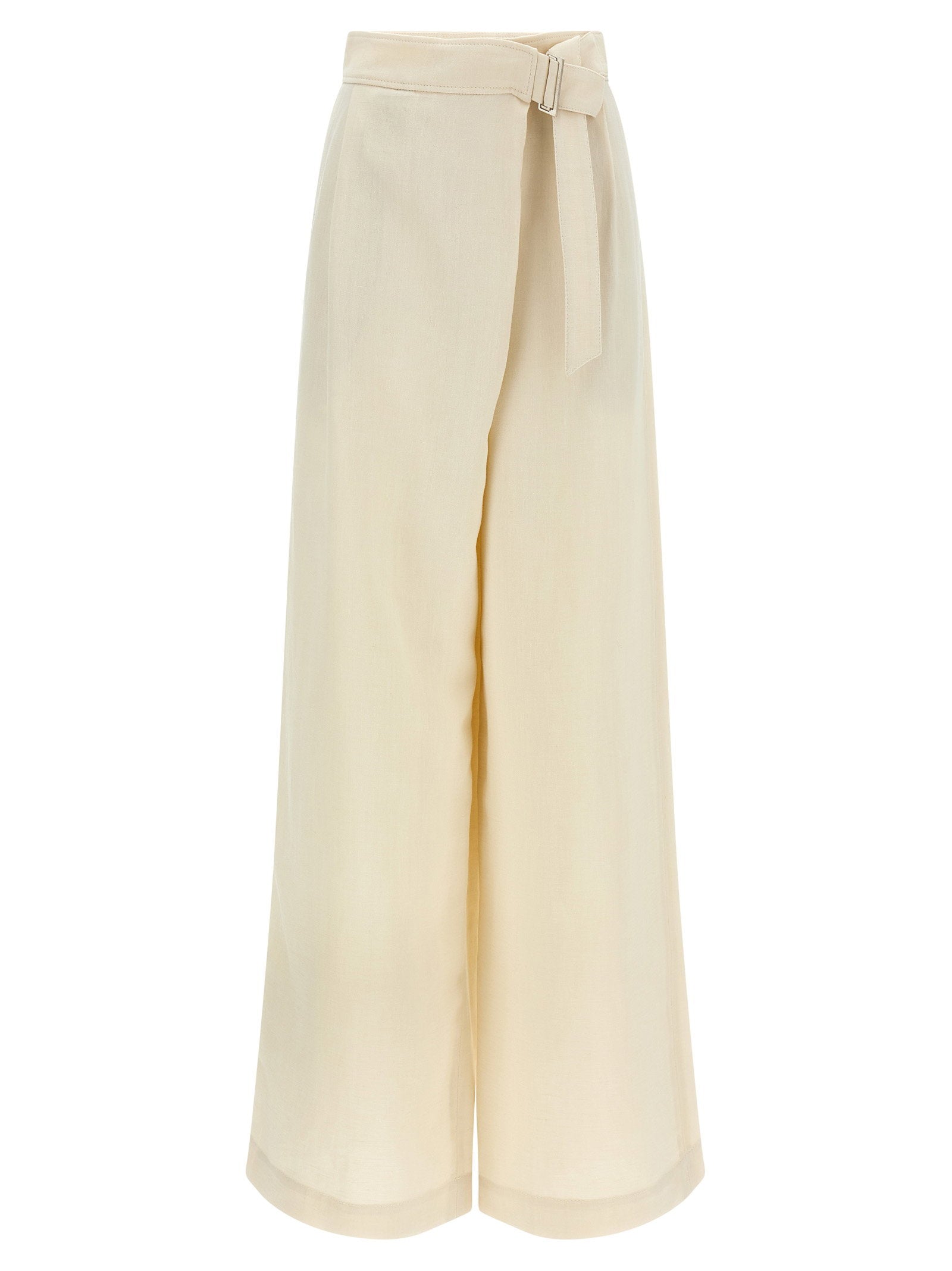 Brunello Cucinelli Linen-Blend Wide-Leg Trousers — Cream