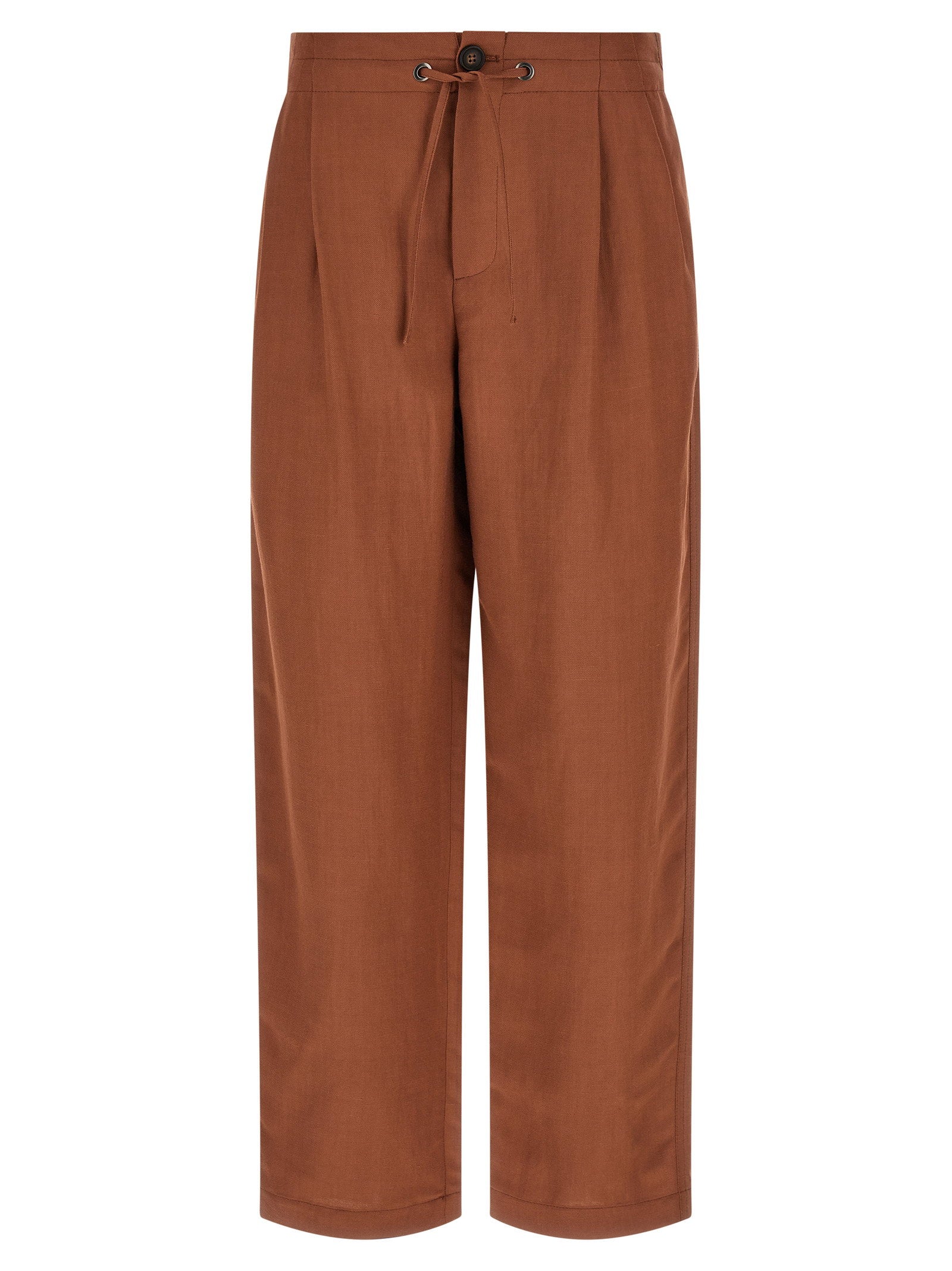 Brunello Cucinelli Viscose and Linen Tailored Track Trousers — Caramel