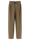 Brunello Cucinelli Viscose Linen Tailored Track Trousers — Taupe