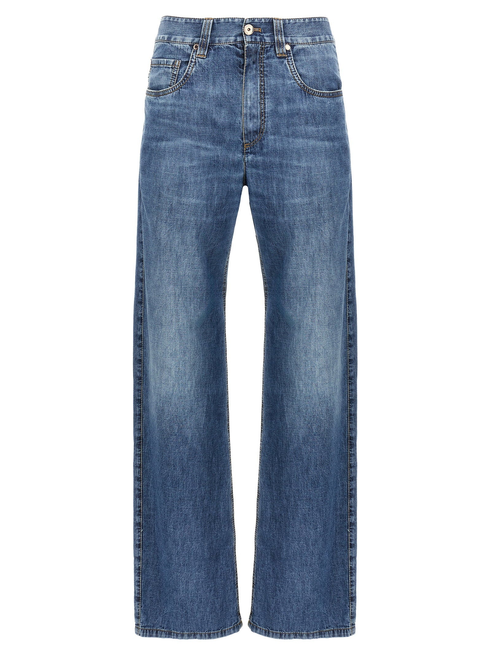 Brunello Cucinelli Straight-Leg Denim Jeans — Blue