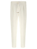 Brunello Cucinelli Linen-Cotton Blend Trousers — Cream