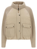 Brunello Cucinelli Knit Insert Down Jacket — Cream