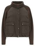 Brunello Cucinelli Knit Insert Down Jacket — Brown