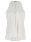 Brunello Cucinelli Cotton-Silk Satin Tank Top — White