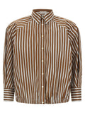 Brunello Cucinelli Shadow-Striped Cotton Poplin Shirt — Brown