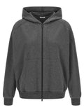 Brunello Cucinelli Shiny Trim Hoodie — charcoal
