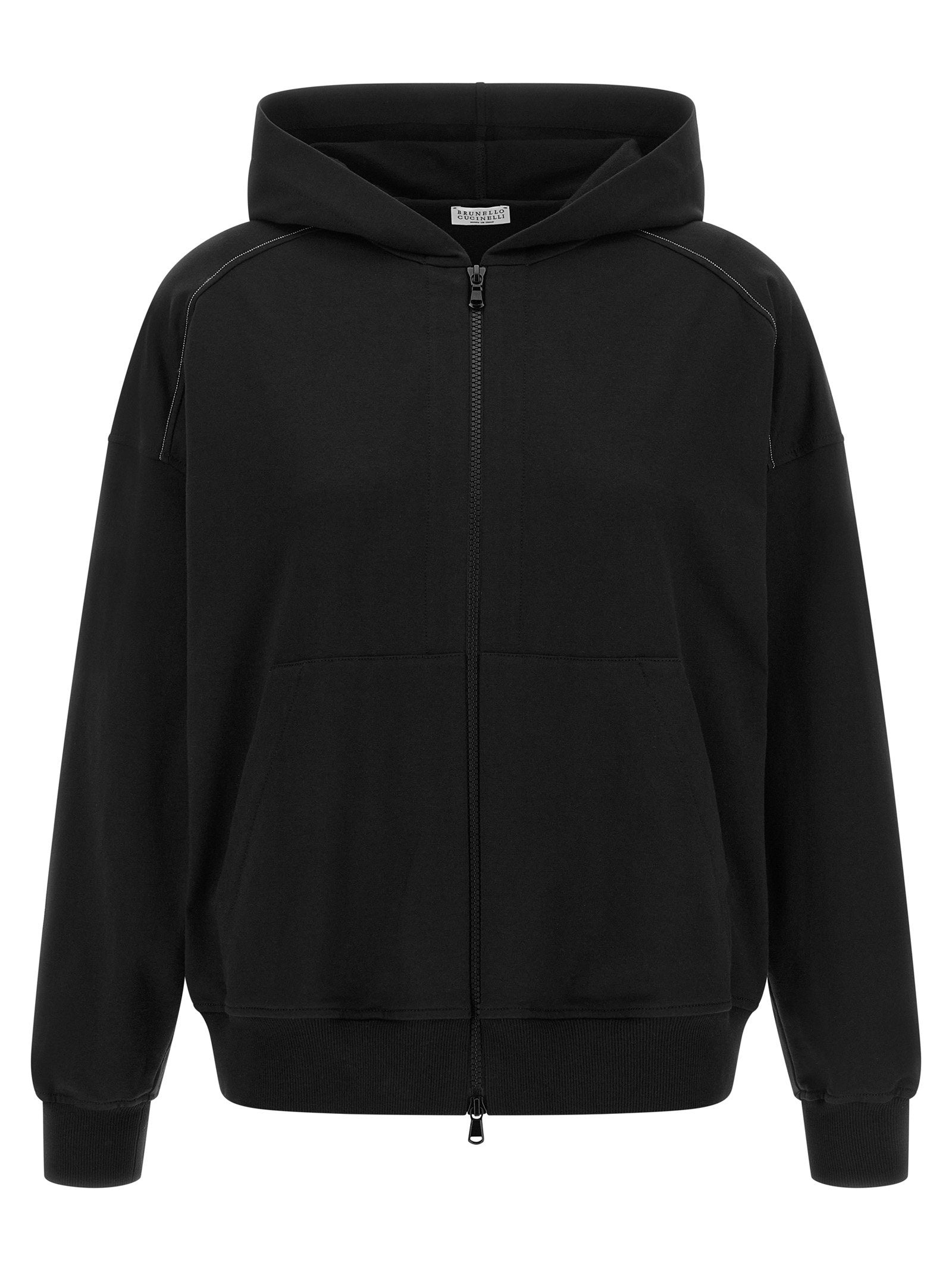 Brunello Cucinelli Lightweight Stretch Cotton Hoodie — Black