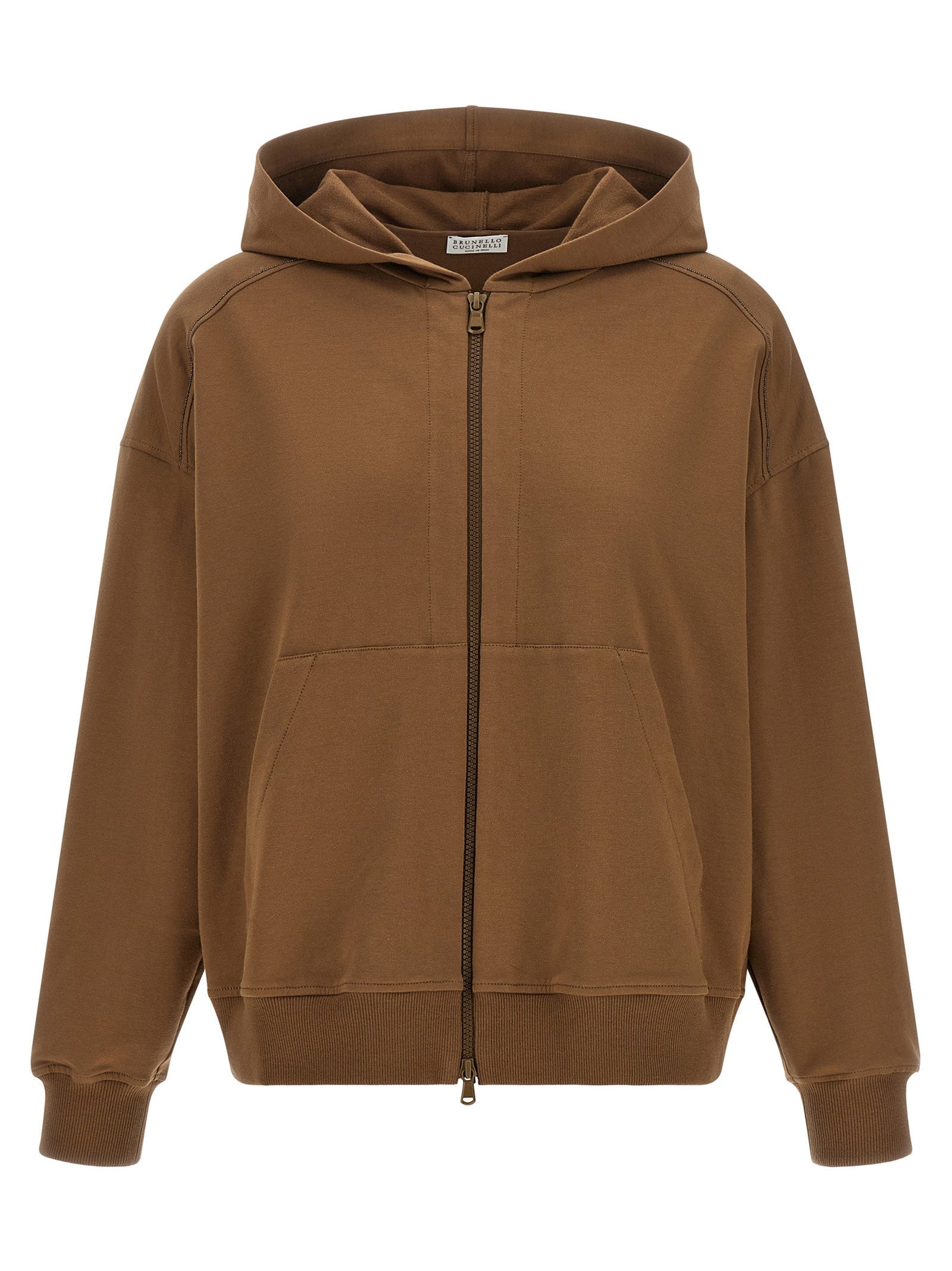 Brunello Cucinelli Lightweight Stretch Cotton Hoodie — Camel