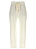 Brunello Cucinelli Monile-Trimmed Cotton Joggers — Cream