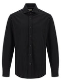 Brunello Cucinelli Cotton Piquet French Collar Shirt — Black