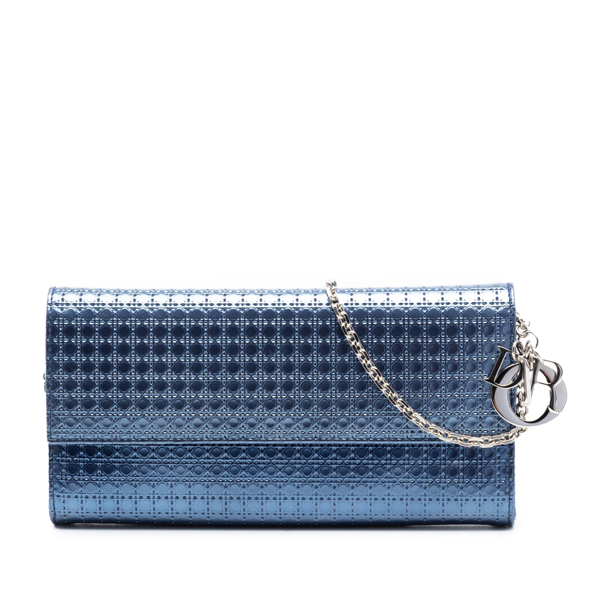 Metallic Patent Microcannage Lady Dior Croisiere Wallet On Chain