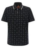 Mcm Logo-Jacquard Cotton Polo Shirt — Black
