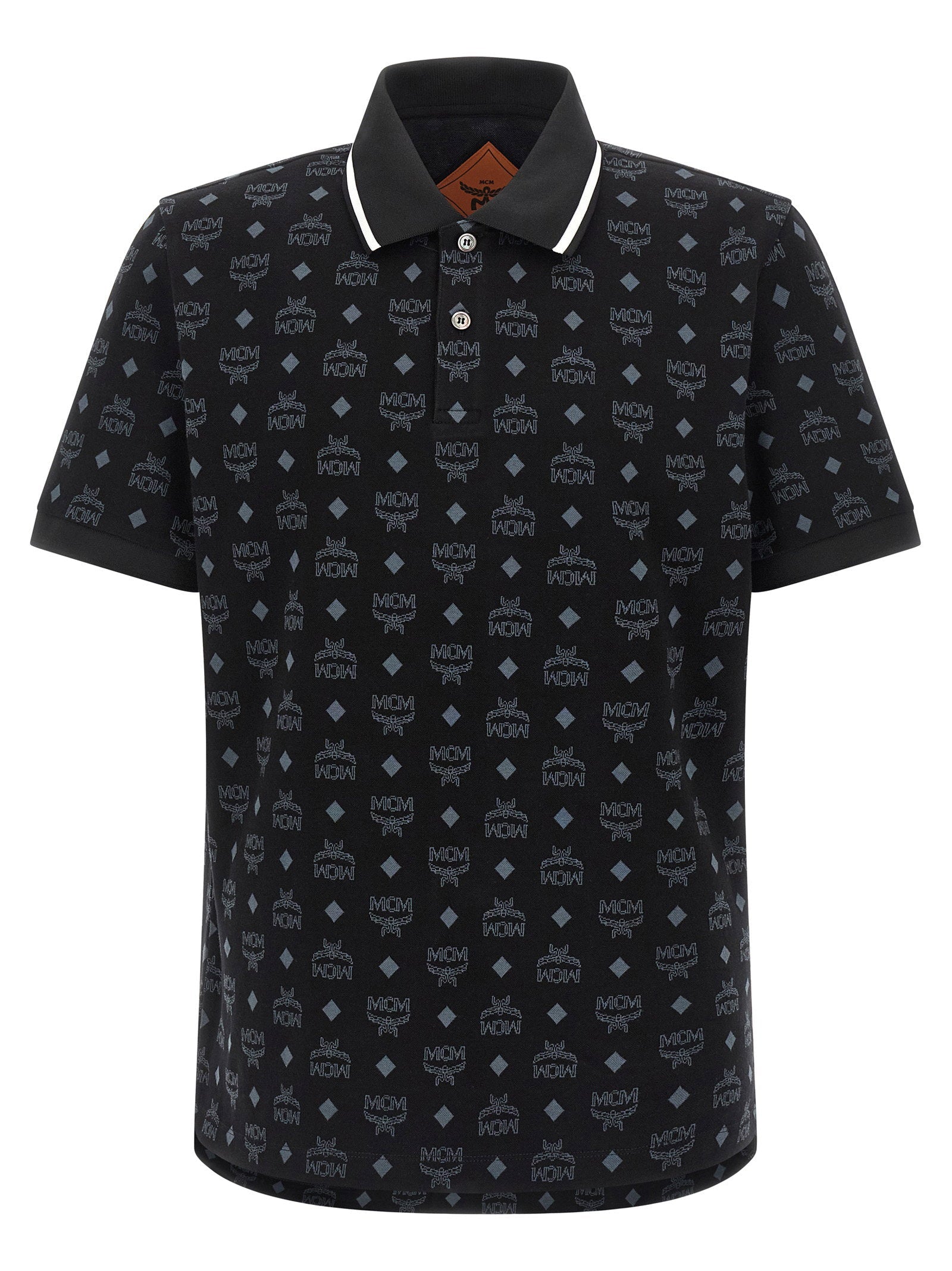 Mcm Logo-Jacquard Cotton Polo Shirt — Black