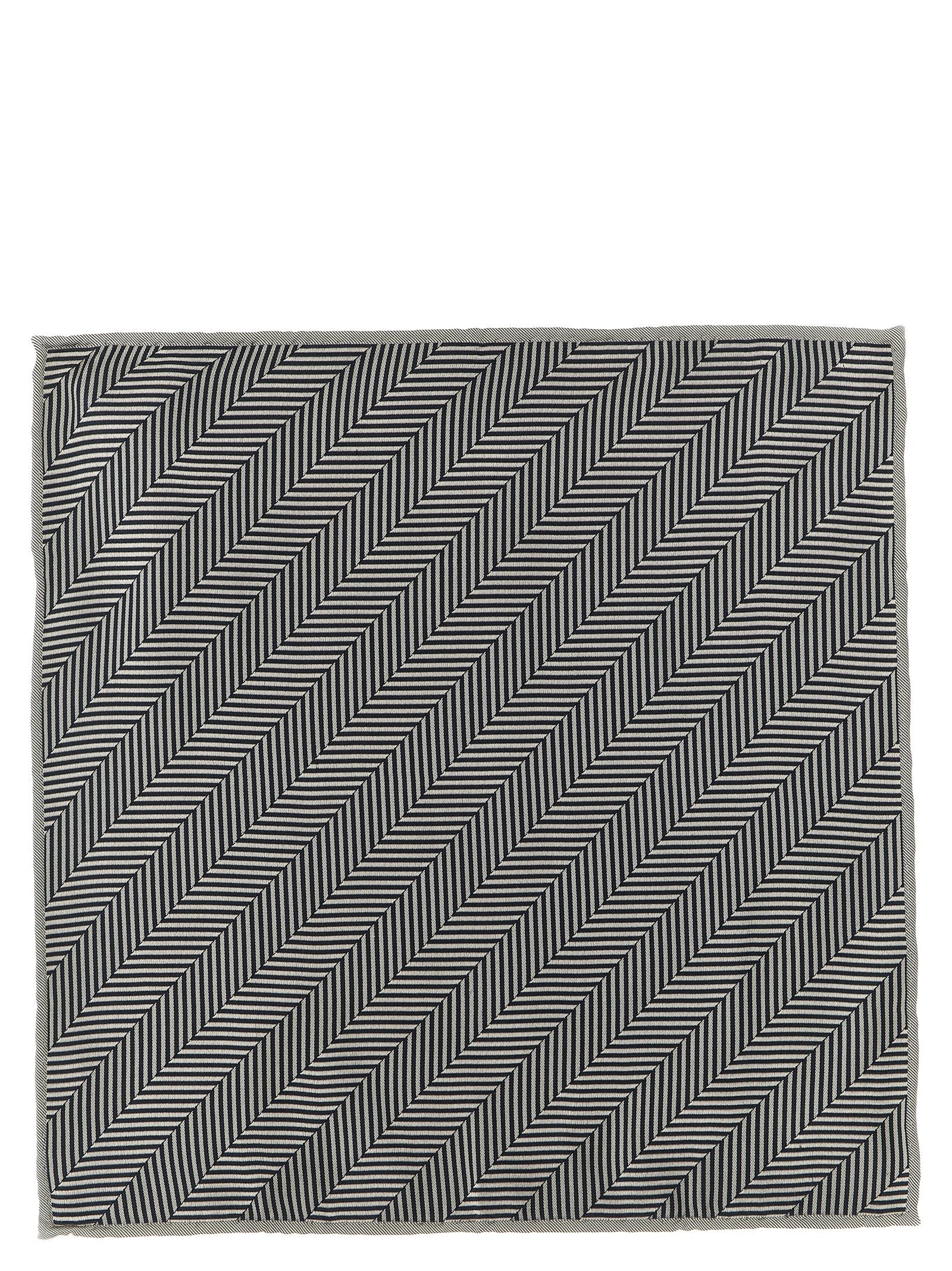 Brunello Cucinelli Chevron Silk Pocket Square — Black
