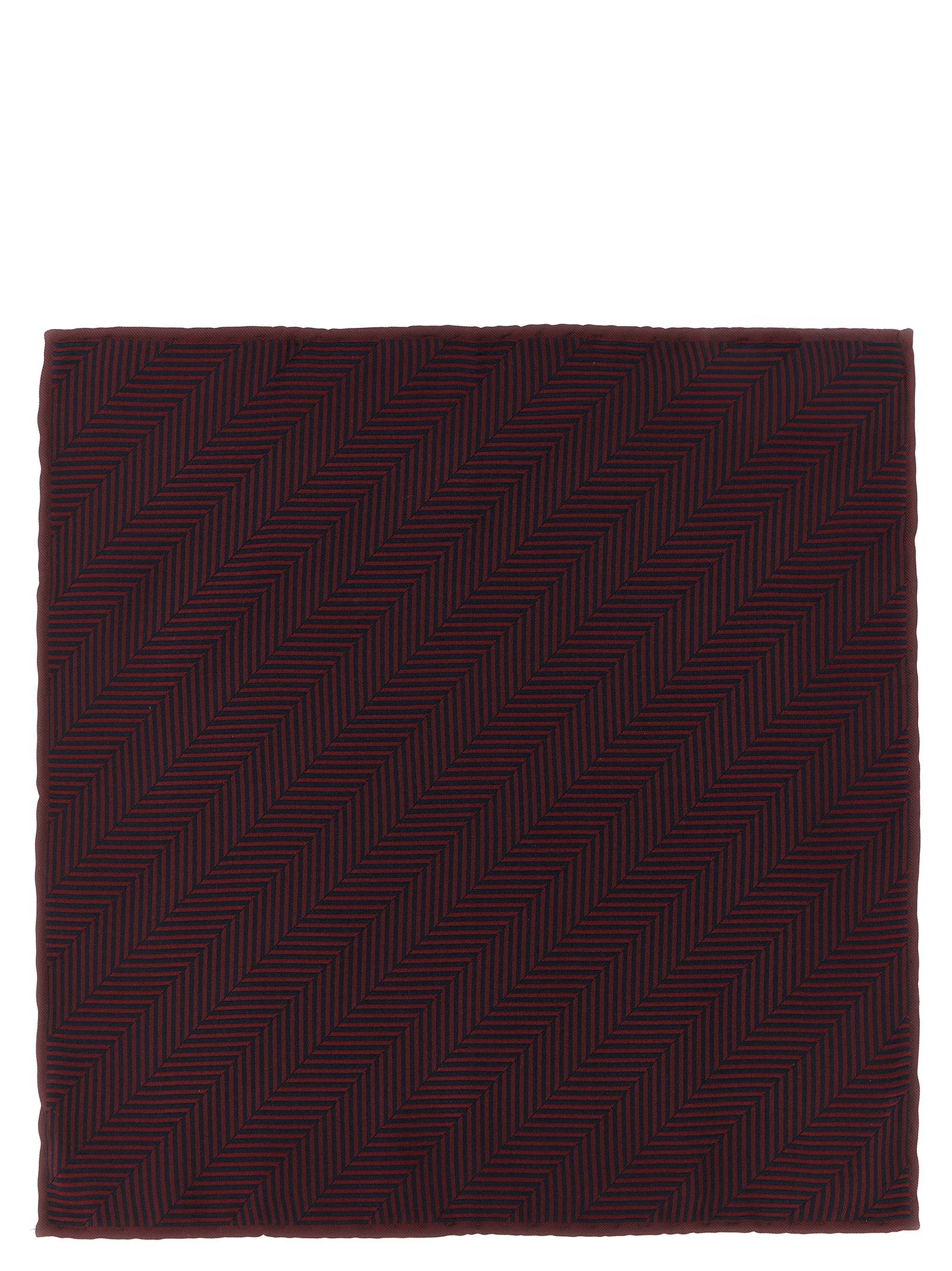 Brunello Cucinelli Chevron Jacquard Silk Pocket Square — Burgundy