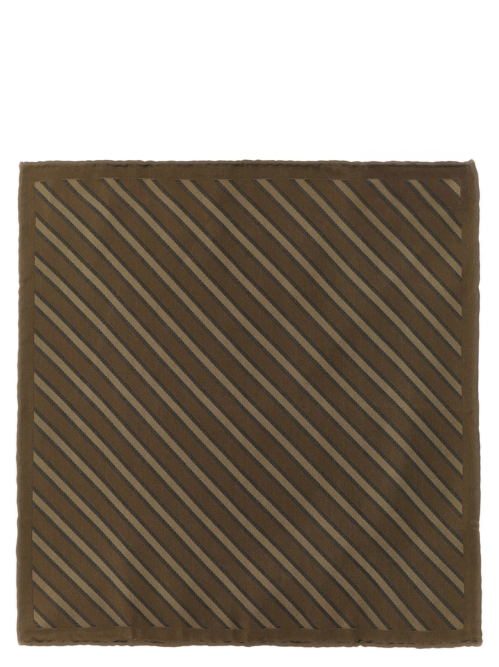 Brunello Cucinelli Regimental Silk Striped Scarf — Brown