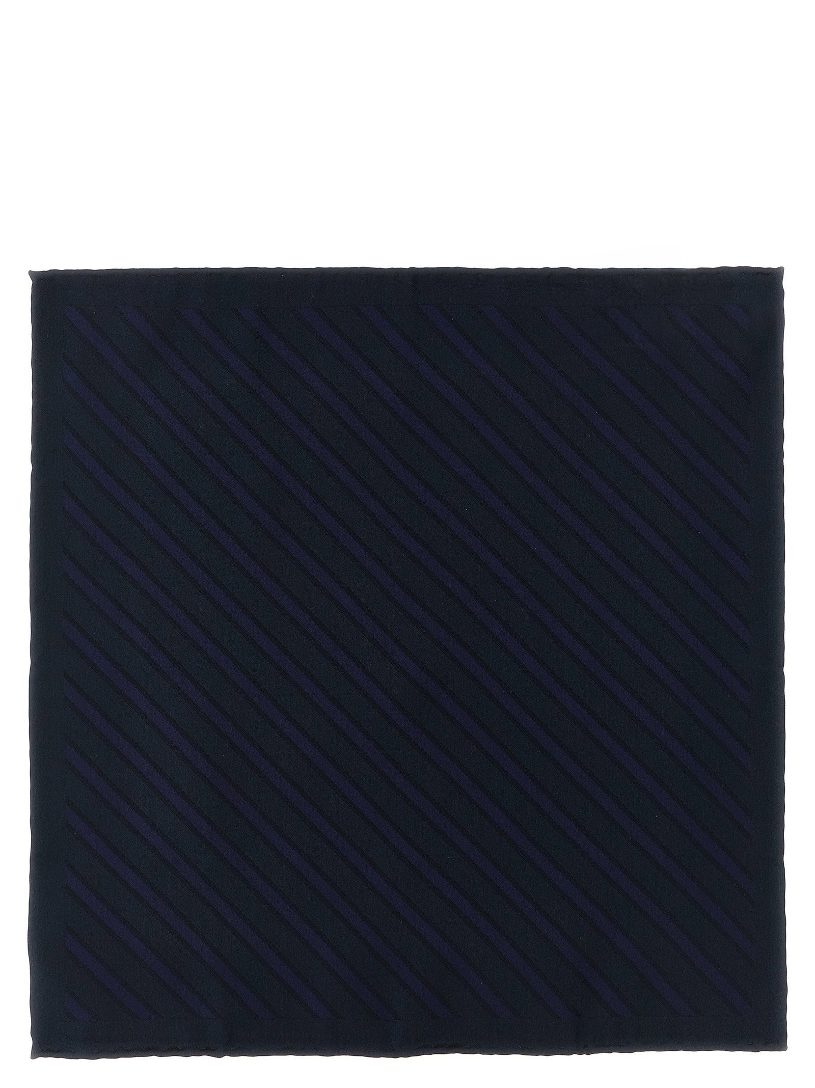 Brunello Cucinelli Regimental Striped Silk Scarf — Navy