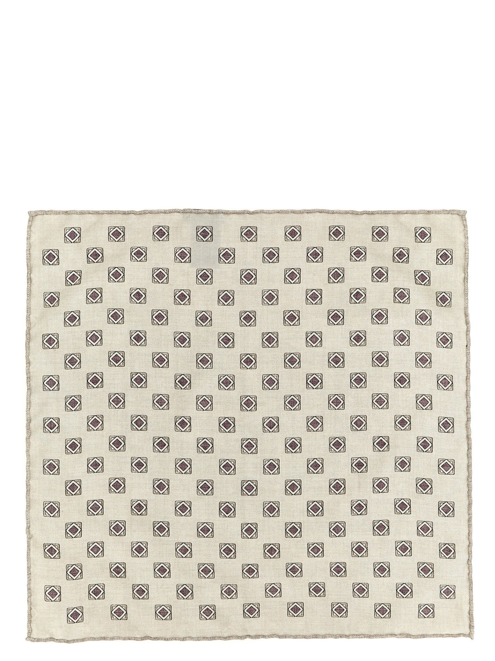 Brunello Cucinelli Double-Face Silk Geometric Clutch — Cream