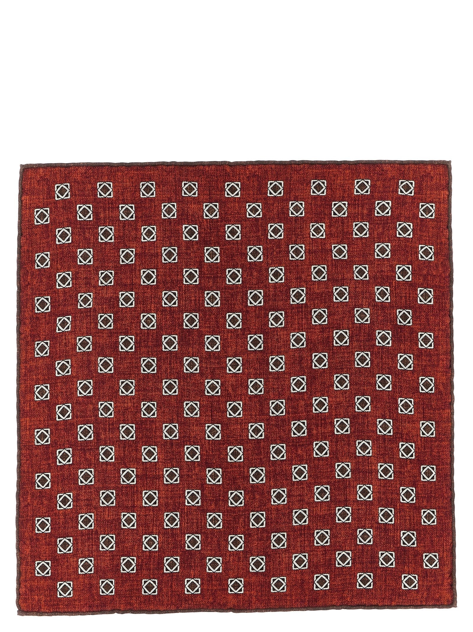 Brunello Cucinelli Geometric-Patterned Silk Clutch — Red
