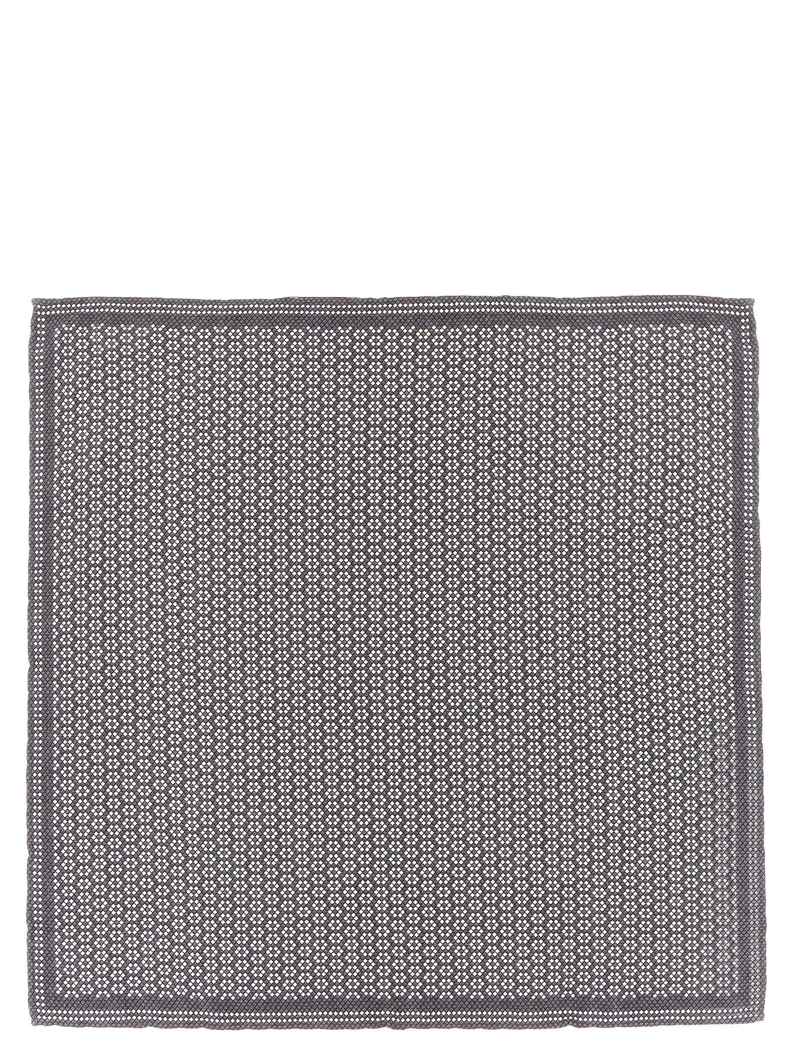 Brunello Cucinelli Silk Double-Face Geometric Scarf — Gray