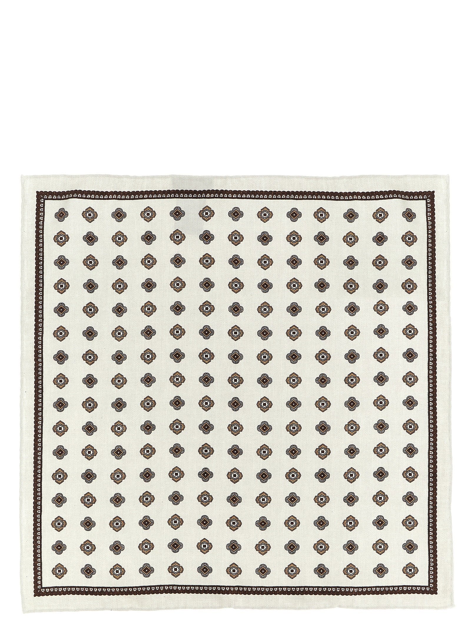 Brunello Cucinelli Medaglione-Print Silk Scarf — Cream