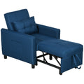 Convertible Single Chair Bed with Adjustable Backrest and Included Pillow, Blue
