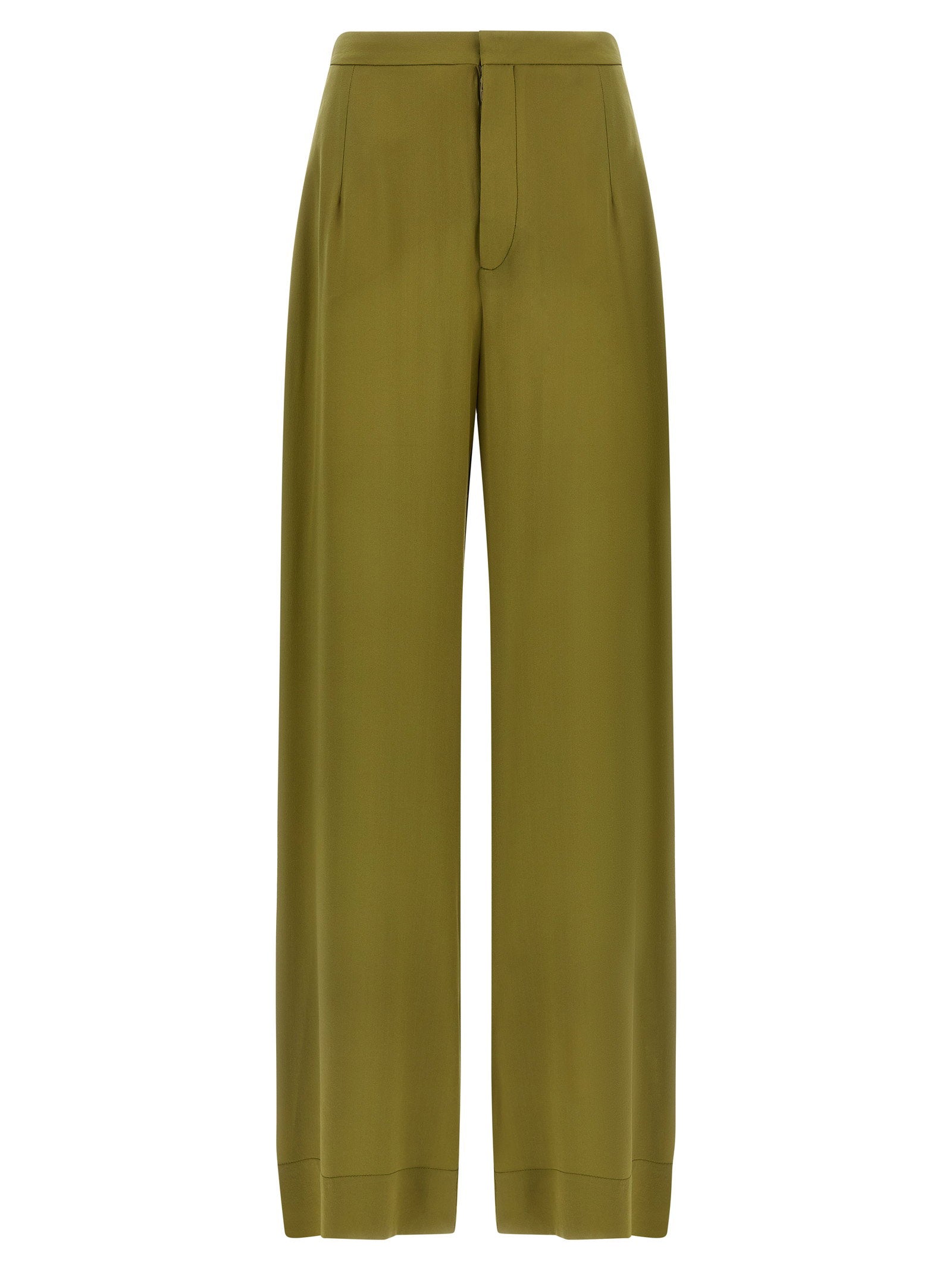 Maison Jejia Silk Trousers — Olive