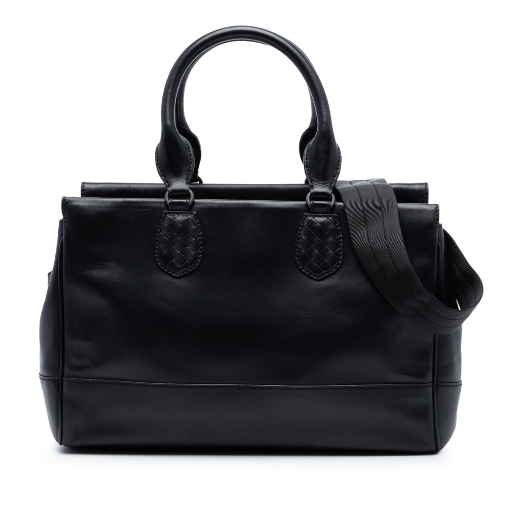Intrecciato Trimmed Leather Ducale Top Handle Bag