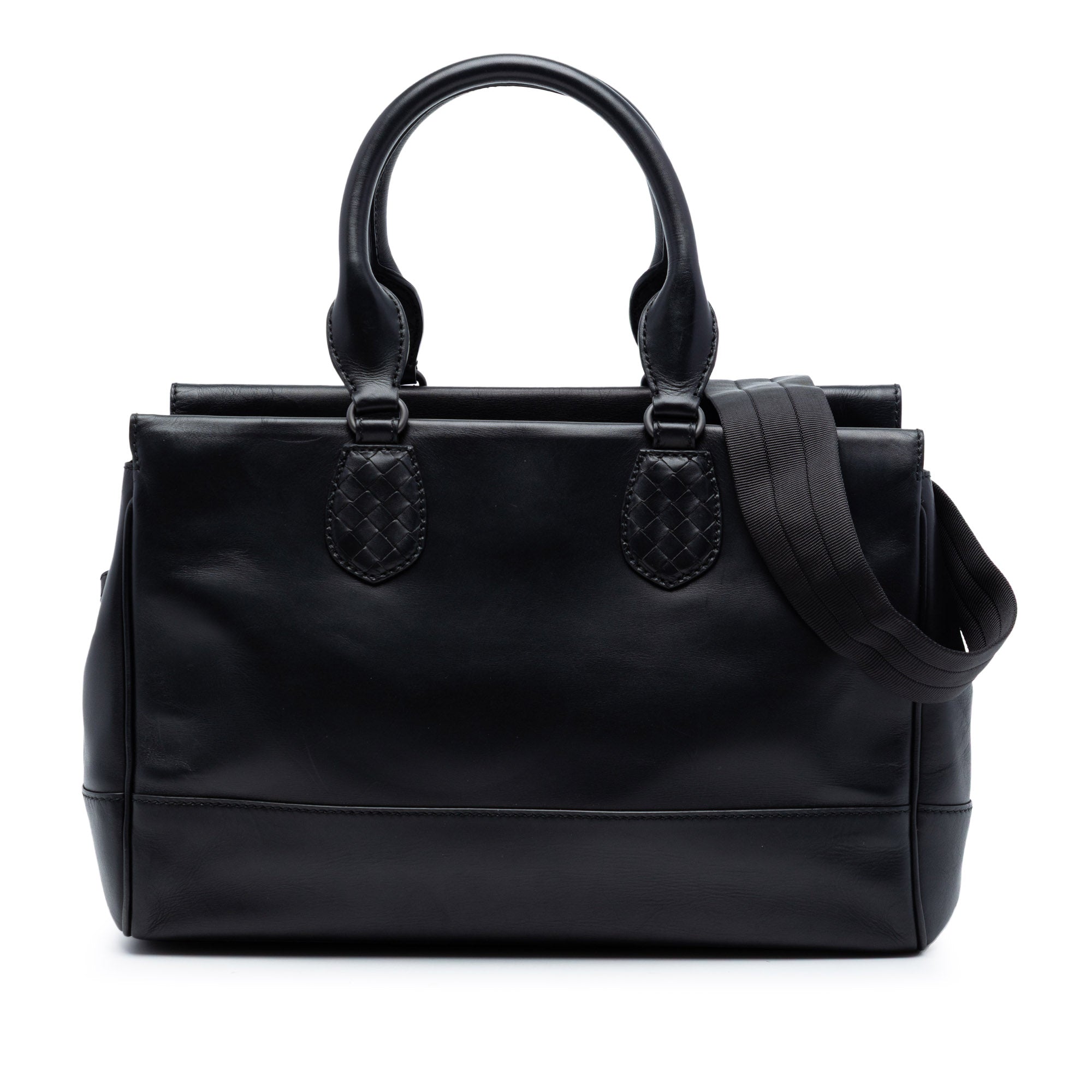 Intrecciato Trimmed Leather Ducale Top Handle Bag