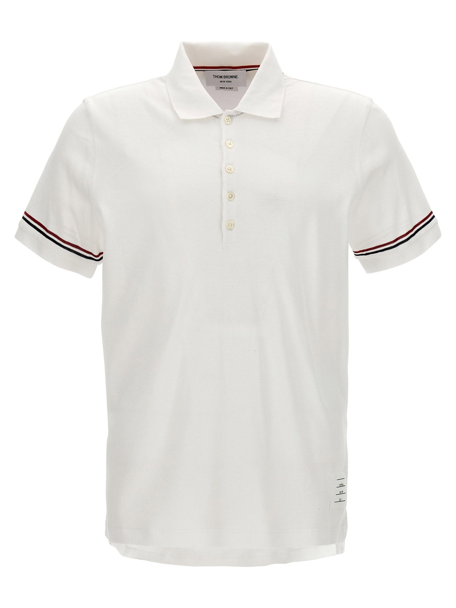 Thom Browne RWB Stripe Polo Shirt — White