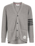 Thom Browne Honeycomb Cotton Cardigan — Gray