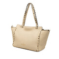 Small Grained Calfskin Rockstud Trapeze Satchel