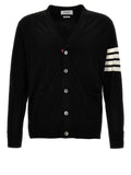 Thom Browne Merino Wool with 4-Bar Stripe Cardigan — Black